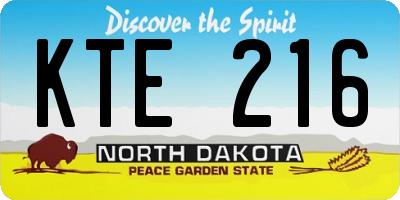 ND license plate KTE216