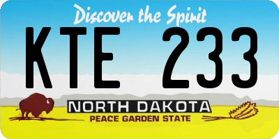 ND license plate KTE233