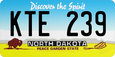 ND license plate KTE239