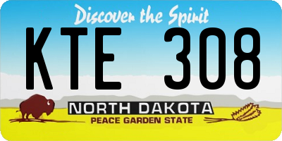 ND license plate KTE308