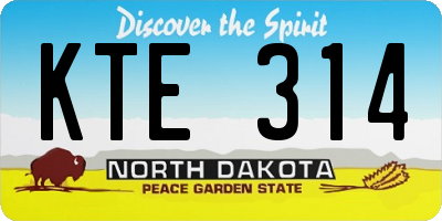 ND license plate KTE314