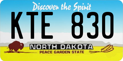 ND license plate KTE830