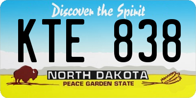 ND license plate KTE838