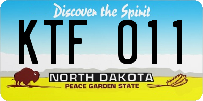 ND license plate KTF011