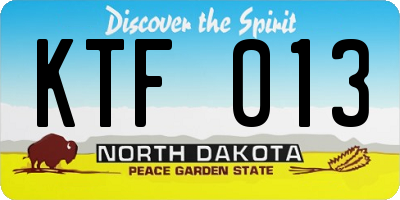 ND license plate KTF013