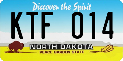 ND license plate KTF014
