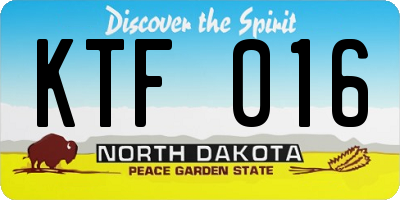 ND license plate KTF016