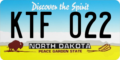 ND license plate KTF022