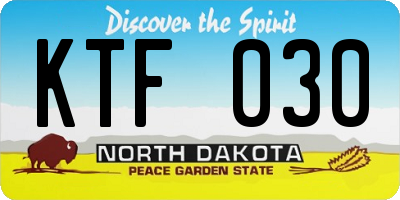 ND license plate KTF030