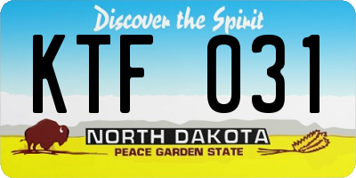 ND license plate KTF031