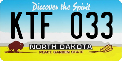 ND license plate KTF033