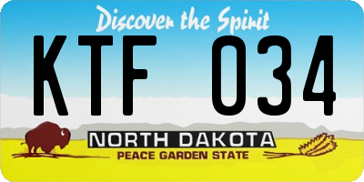 ND license plate KTF034