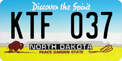 ND license plate KTF037