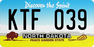 ND license plate KTF039