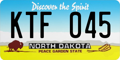 ND license plate KTF045