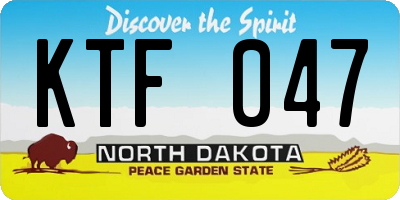 ND license plate KTF047