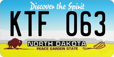 ND license plate KTF063