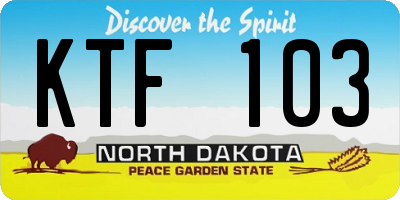 ND license plate KTF103