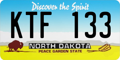 ND license plate KTF133