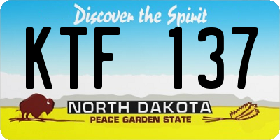 ND license plate KTF137