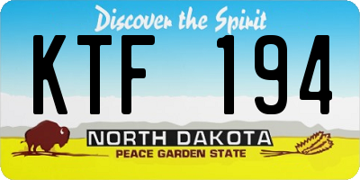 ND license plate KTF194
