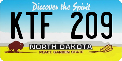 ND license plate KTF209