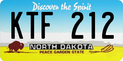 ND license plate KTF212