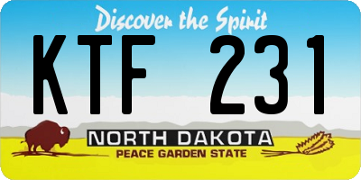 ND license plate KTF231