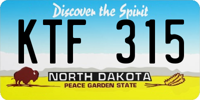 ND license plate KTF315