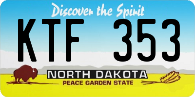 ND license plate KTF353