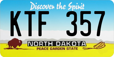 ND license plate KTF357