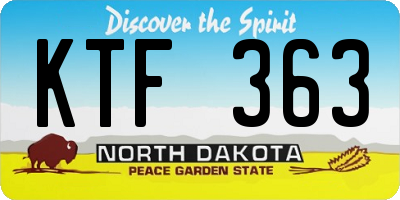 ND license plate KTF363