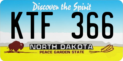 ND license plate KTF366