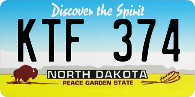 ND license plate KTF374