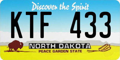 ND license plate KTF433