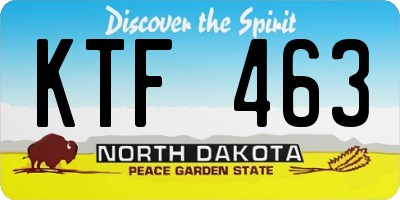 ND license plate KTF463