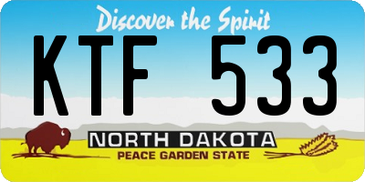 ND license plate KTF533