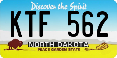 ND license plate KTF562