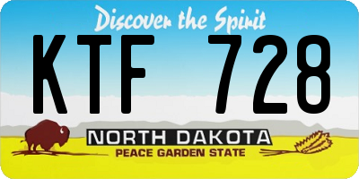 ND license plate KTF728