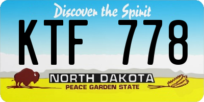 ND license plate KTF778
