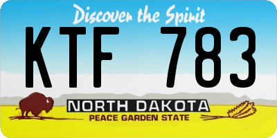ND license plate KTF783