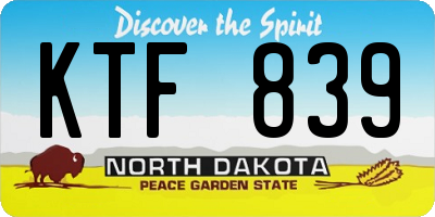 ND license plate KTF839