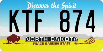 ND license plate KTF874