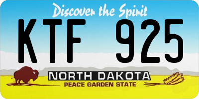 ND license plate KTF925