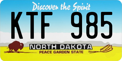 ND license plate KTF985