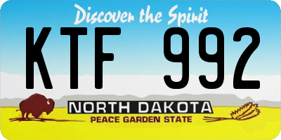 ND license plate KTF992