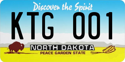 ND license plate KTG001