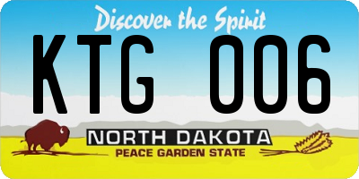 ND license plate KTG006