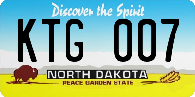 ND license plate KTG007