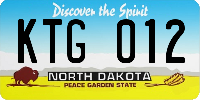 ND license plate KTG012